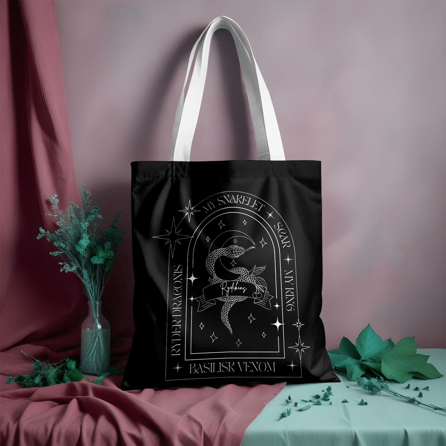 A0 Rydikins Collection Black Canvas Tote Bag