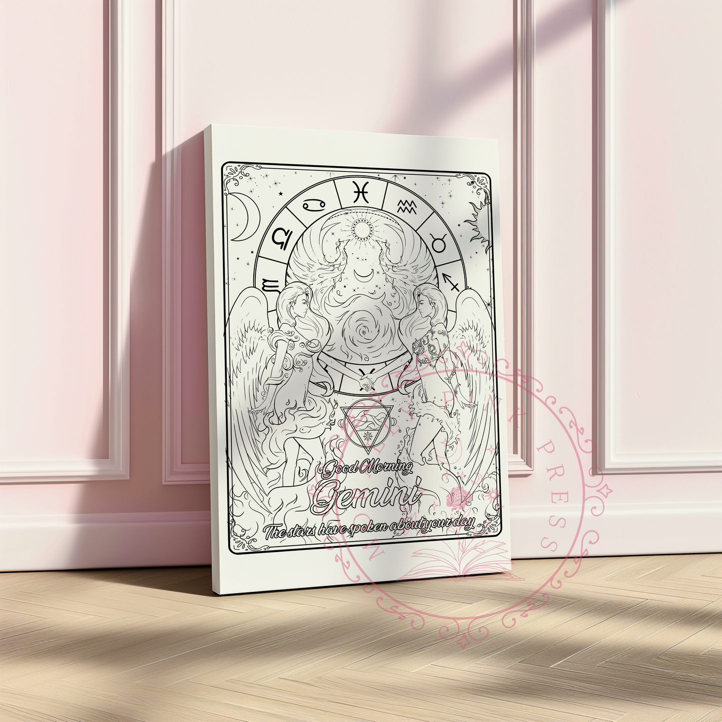 Good Morning "Gemini" Zodiac Academy Collection Colorable Canvas