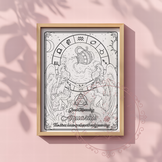 Good Morning "Aquarius" Zodiac Academy Colorable Poster Prints