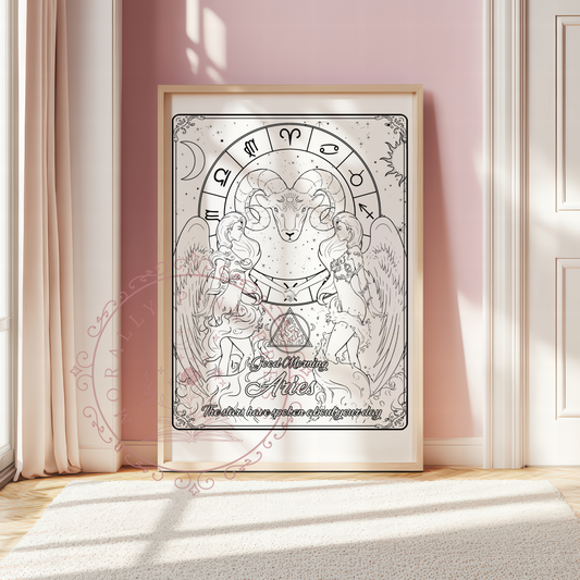 Good Morning "Aries" Zodiac Academy Colorable Poster Prints