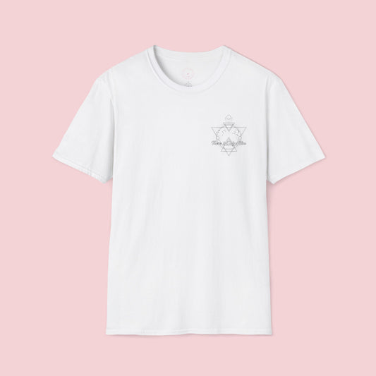 Unisex Softstyle T-Shirt with Cosmic Design, Astrology Lover Gift, Boho Tee for Men and Women, Festival Shirt, Birthday Present