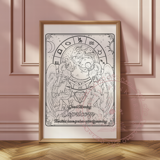 Good Morning "Capricorn" Zodiac Academy Colorable Poster Prints