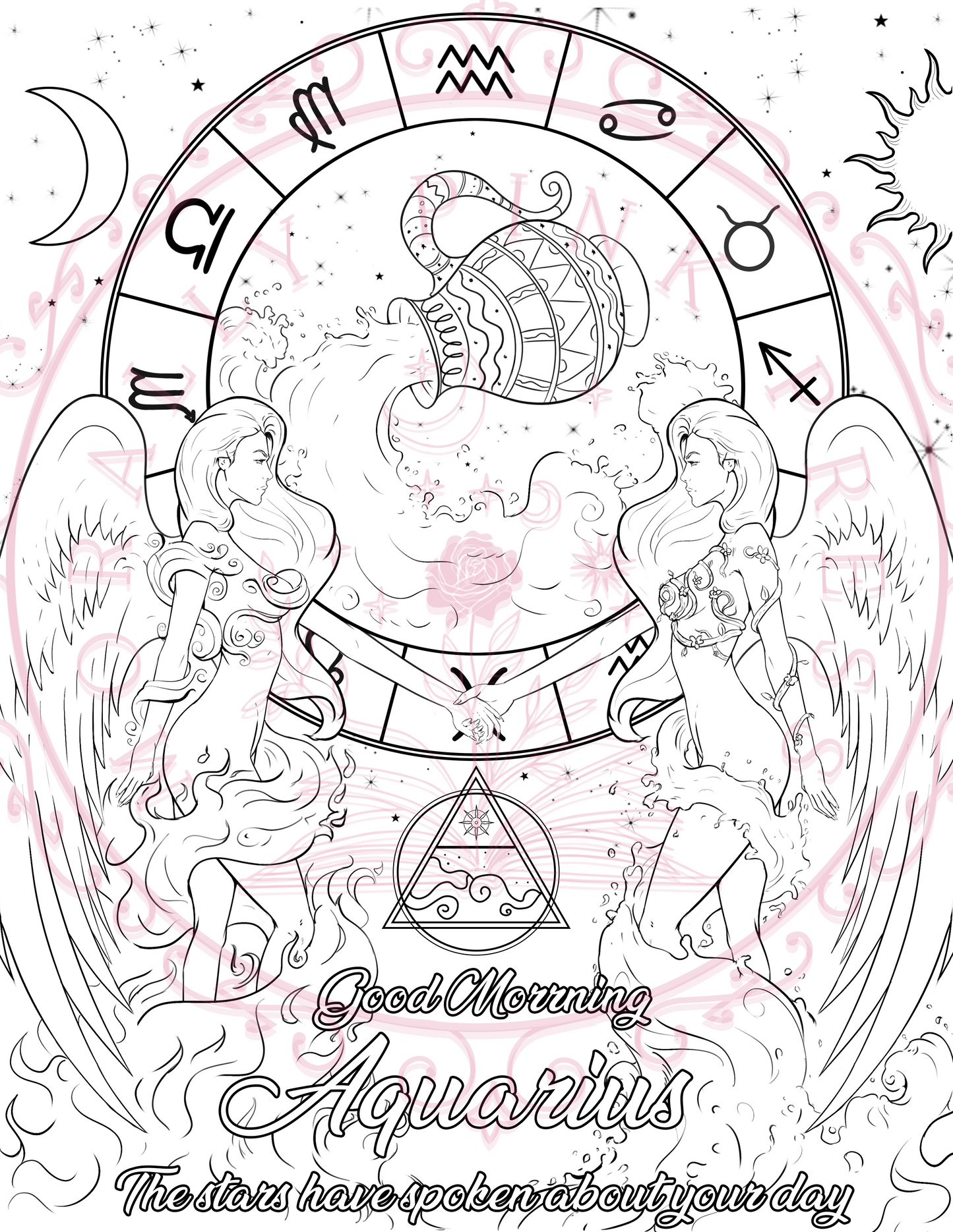 Good Morning "Aquarius" Colorable Poster Digital Download