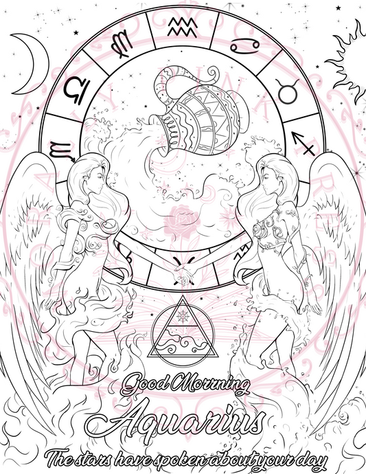 Good Morning "Aquarius" Colorable Poster Digital Download