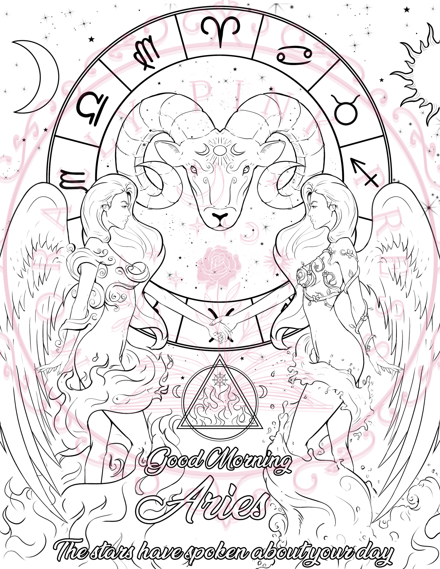 Good Morning "Aries" Colorable Poster Digital Download