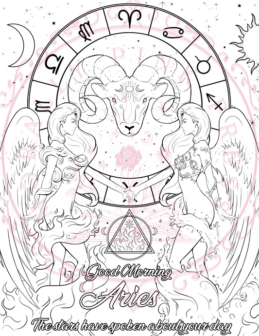 Good Morning "Aries" Colorable Poster Digital Download