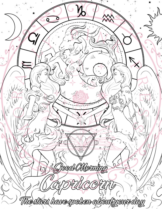 Good Morning "Capricorn" Colorable Poster Digital Download
