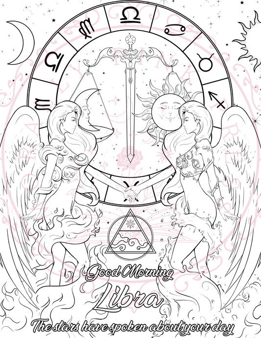 Good Morning "Libra" Colorable Poster Digital Download