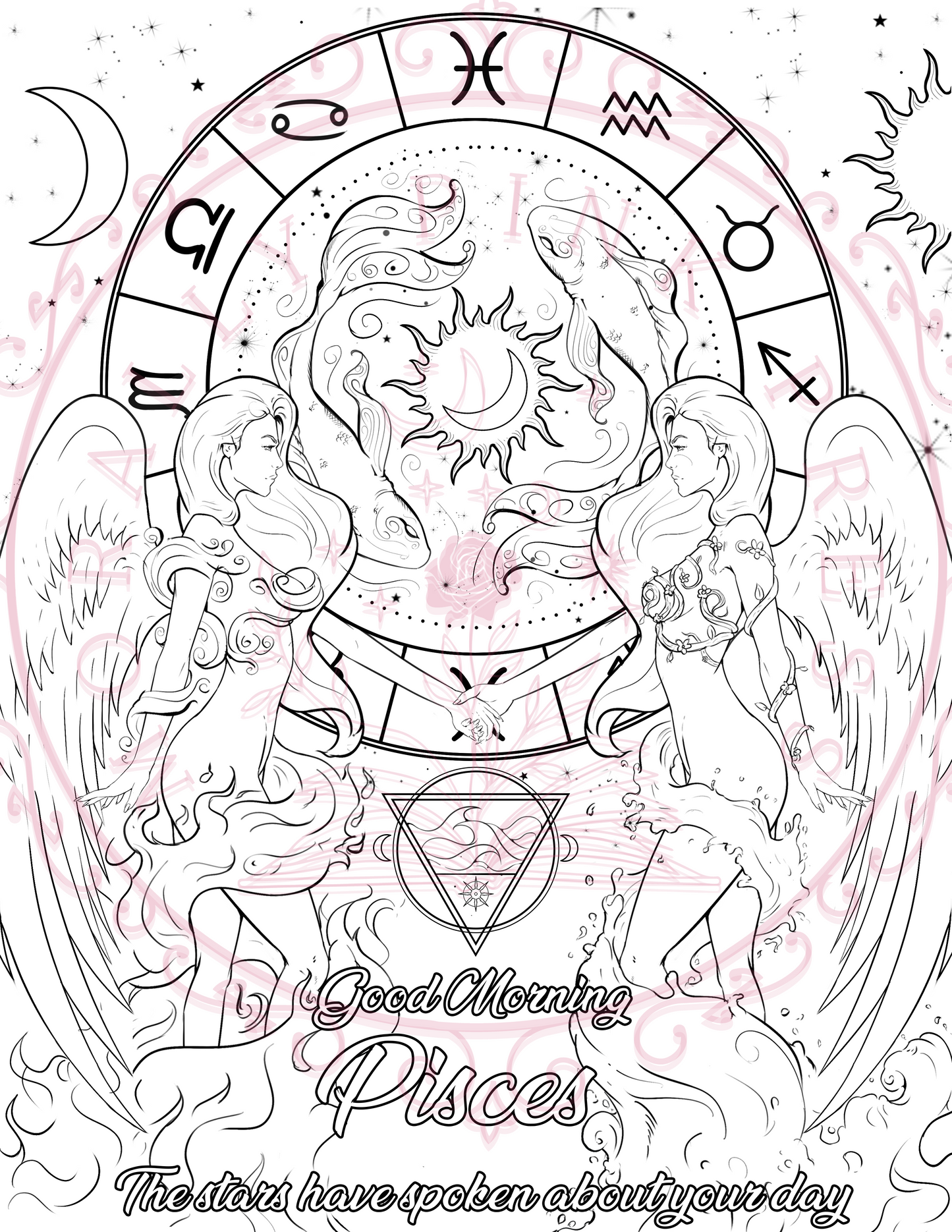 Good Morning "Pisces" Colorable Poster Digital Download