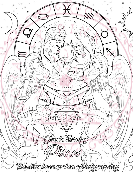 Good Morning "Pisces" Colorable Poster Digital Download