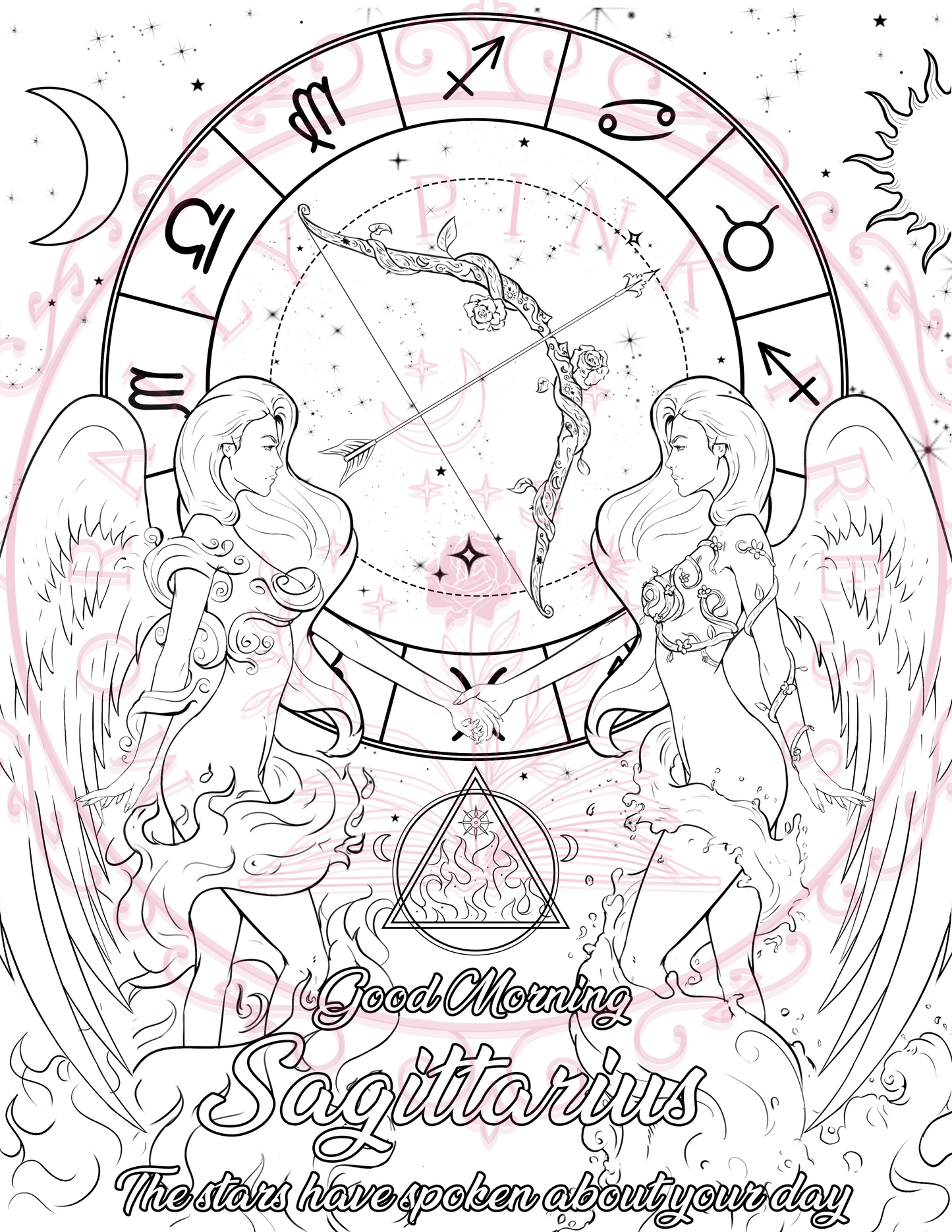 Good Morning "Sagittarius" Colorable Poster Digital Download