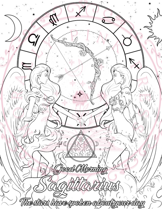 Good Morning "Sagittarius" Colorable Poster Digital Download