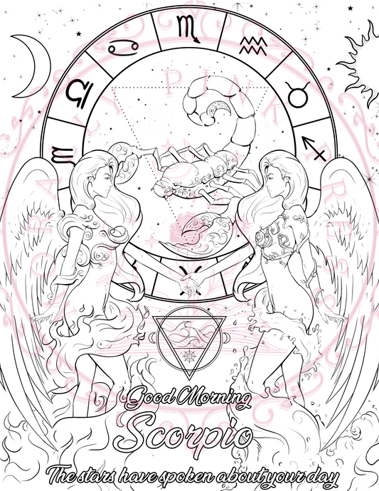 Good Morning "Scorpio" Colorable Poster Digital Download
