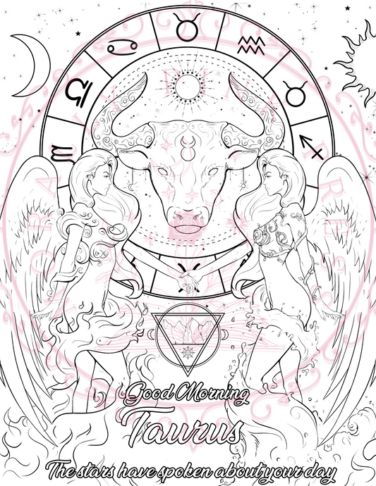 Good Morning "Taurus" Colorable Poster Digital Download