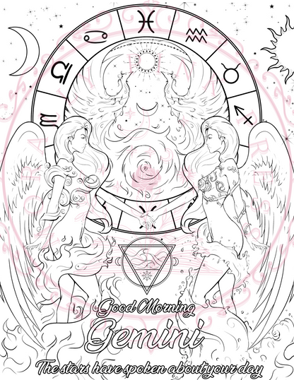 Good Morning "Zodiac" Colorable Poster Digital Download