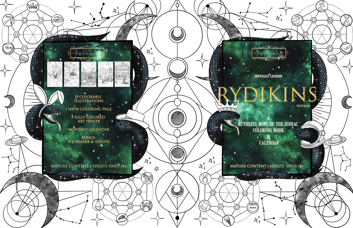 Rydikins Edition | A Ruthless Boys Of The Zodiac Coloring Book & Calendar